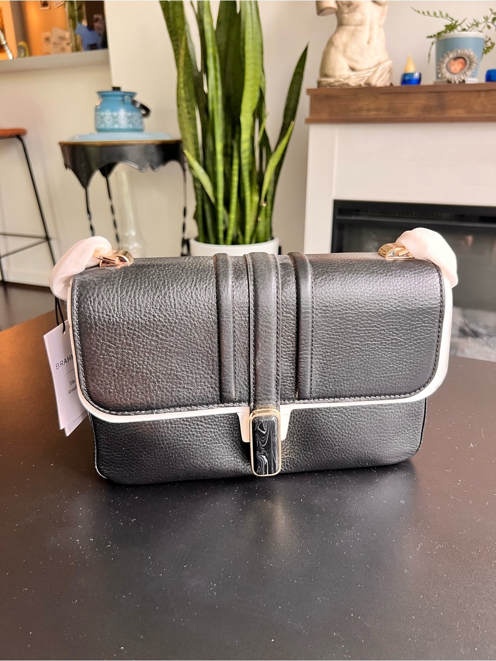 Rosalie Black Gryphon Genuine Leather Crossbody Bag